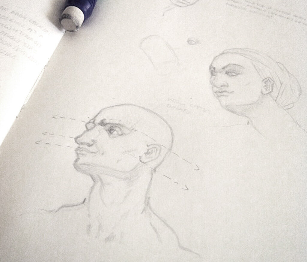 Anatomy drawings with head and neck studies by Roberto Millan & millantv.